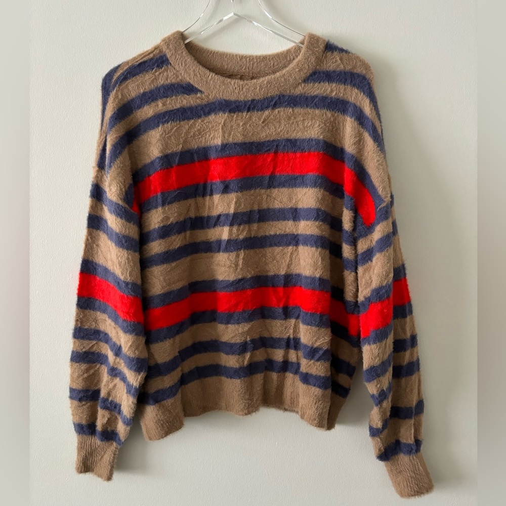 Aerie Striped Fuzzy Sweater Size Small - Picture 2 of 4